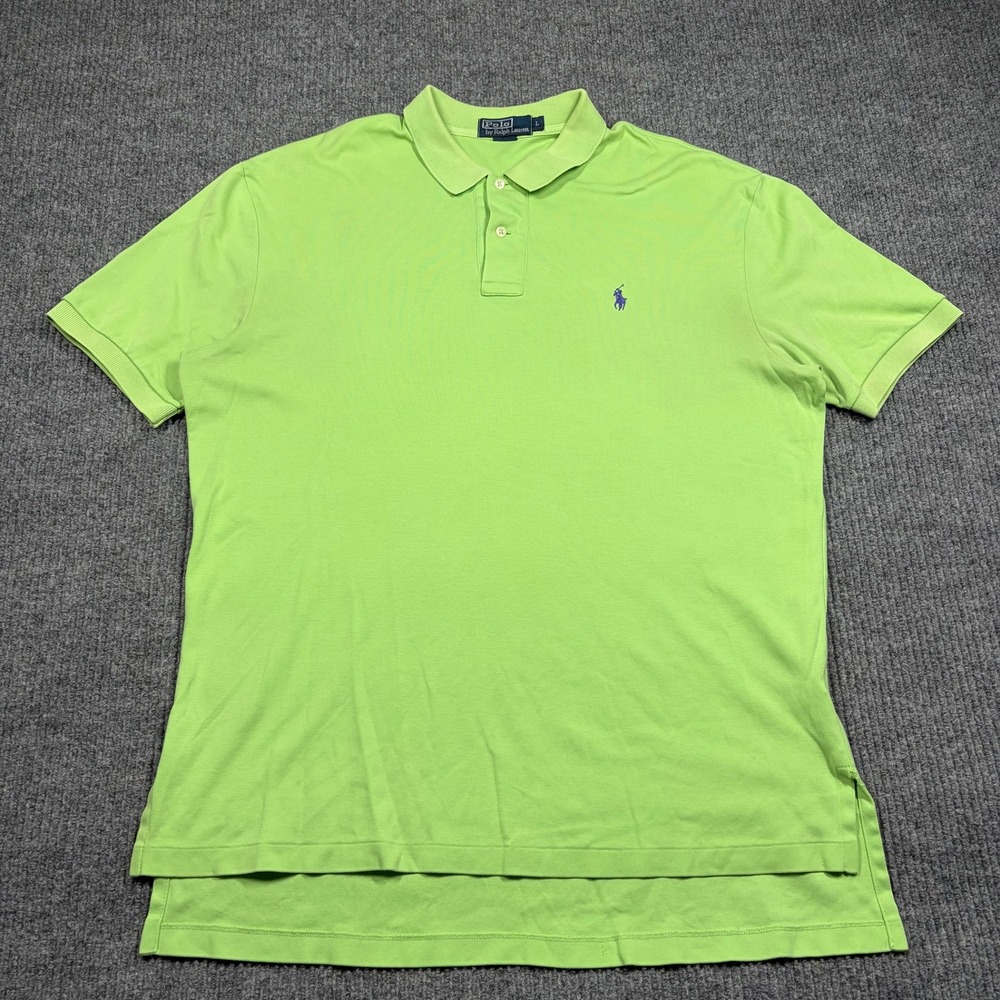 Polo Ralph Lauren Shirt Men's L Neon Green Short Sleeve Classic Fit Polo Preppy